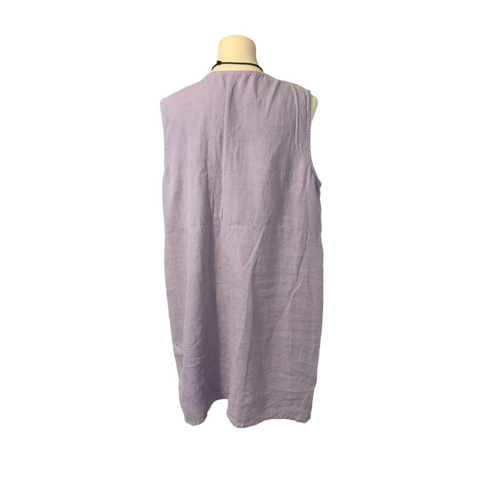 J. Jill Purple 100% Linen Pintuck Sleeveless Shift Dress XL Lavender Made in USA - Picture 3 of 11